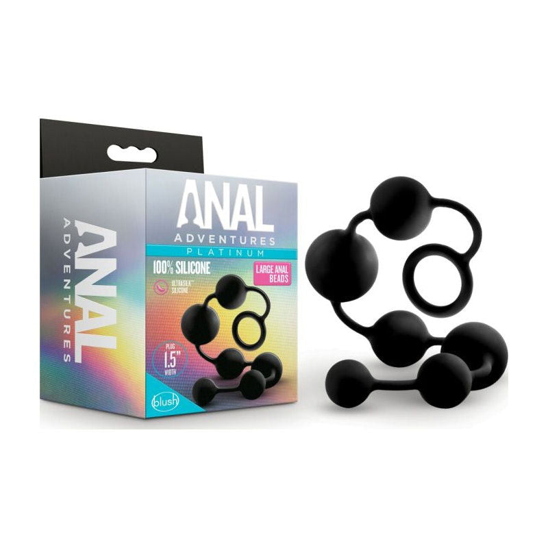 Anal Adventures Platinum Silicone Large Anal Beads - Shhh...