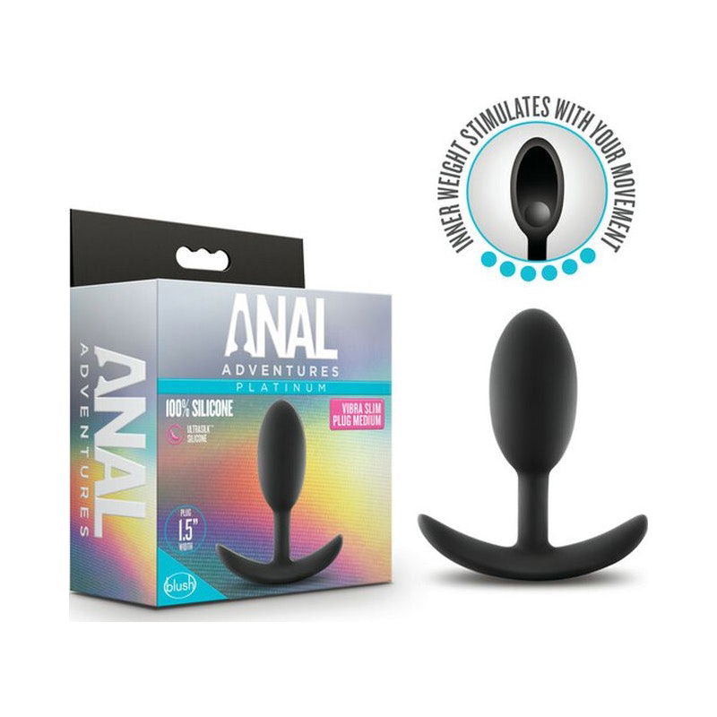 Anal Adventures Platinum Silicone Vibra Slim Plug - Medium - Shhh...