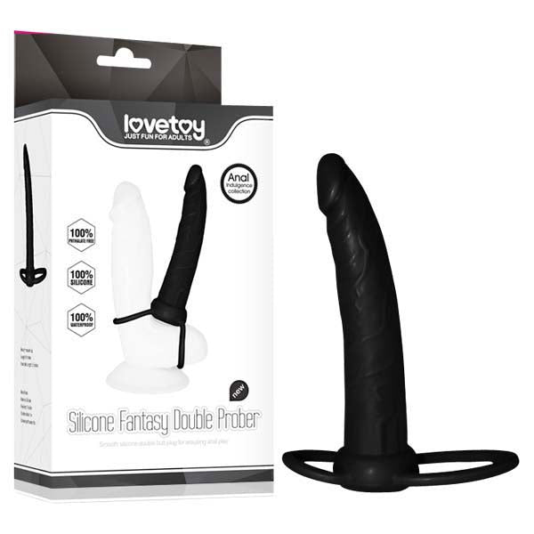 Anal Indulgence Fantasy Double Prober - 15.2 cm (6'') Anal DP Dong w Cock Ring - Shhh...