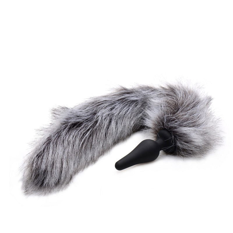 Anal Plug and Ears Set Grey Wolf Tail - Shhh...