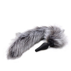 Anal Plug and Ears Set Grey Wolf Tail - Shhh...