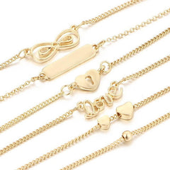 Anklet 5 piece set alloy bronze finish - Shhh...