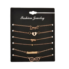 Anklet 5 piece set alloy bronze finish - Shhh...