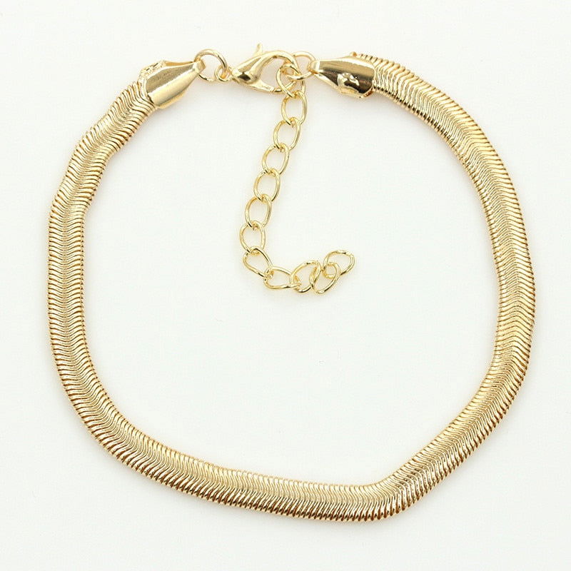Anklet gold herringbone links, adjustable - Shhh...