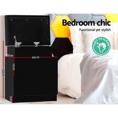 Artiss Bedside Table 2 Drawers Black - Shhh...