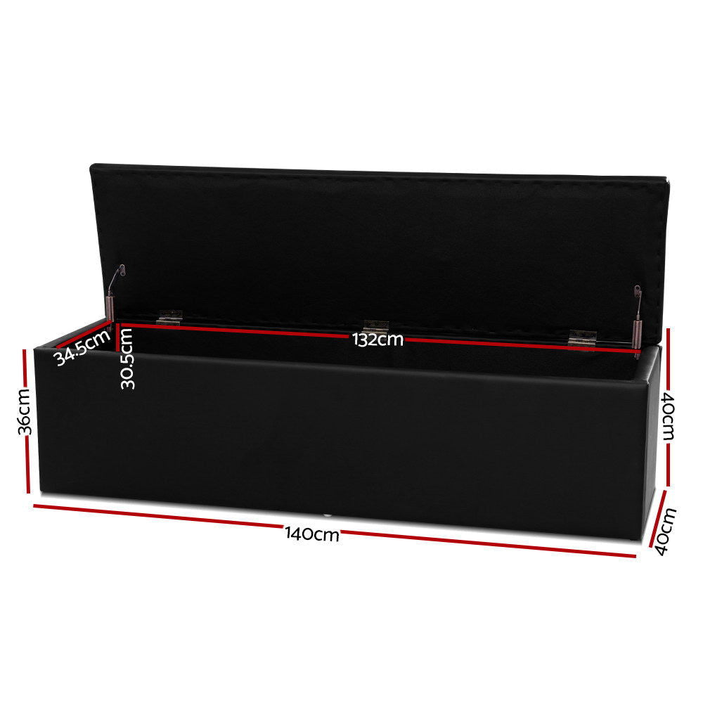 Artiss Ottoman Storage Box - Black LARGE 1.4m long - Shhh...