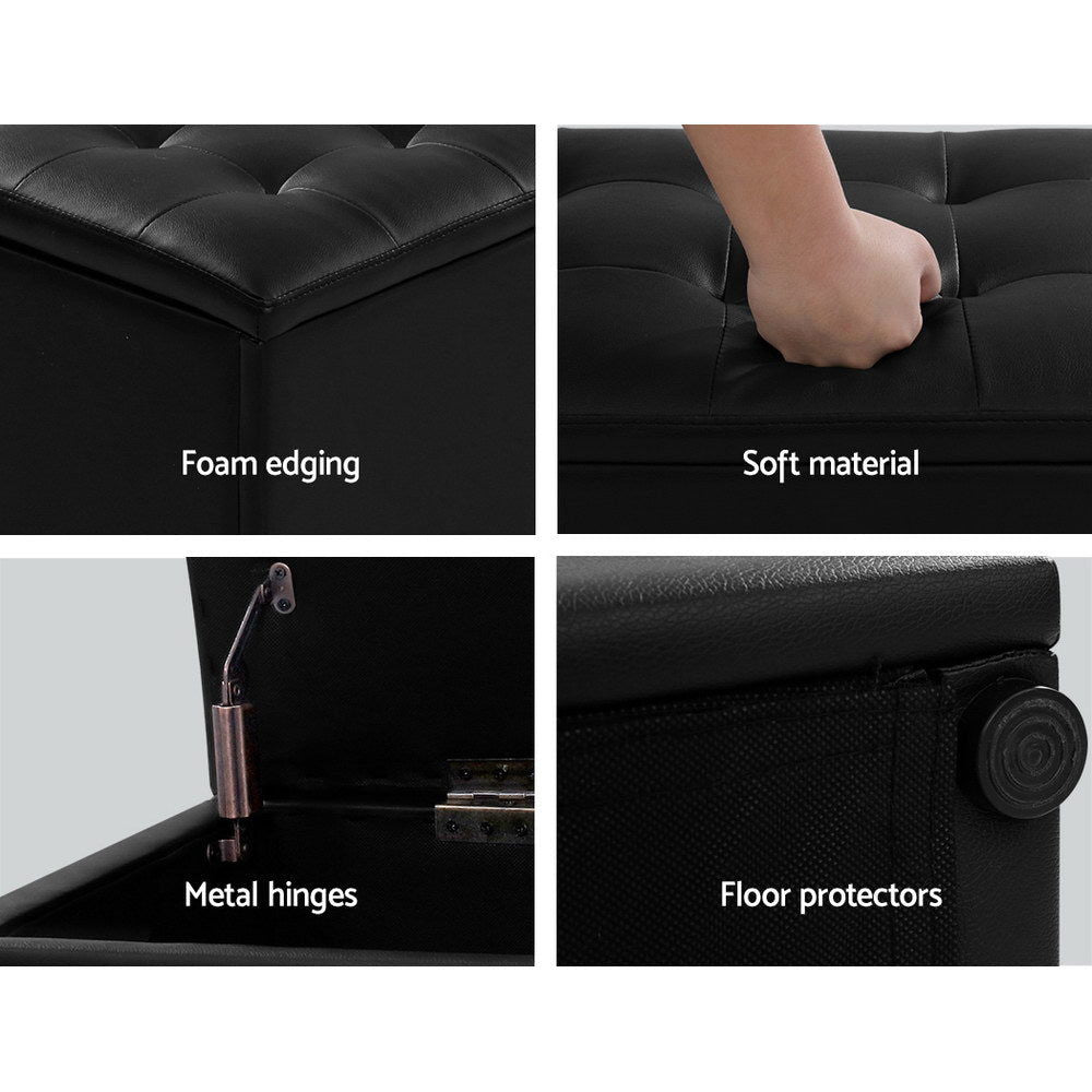 Artiss Ottoman Storage Box - Black LARGE 1.4m long - Shhh...