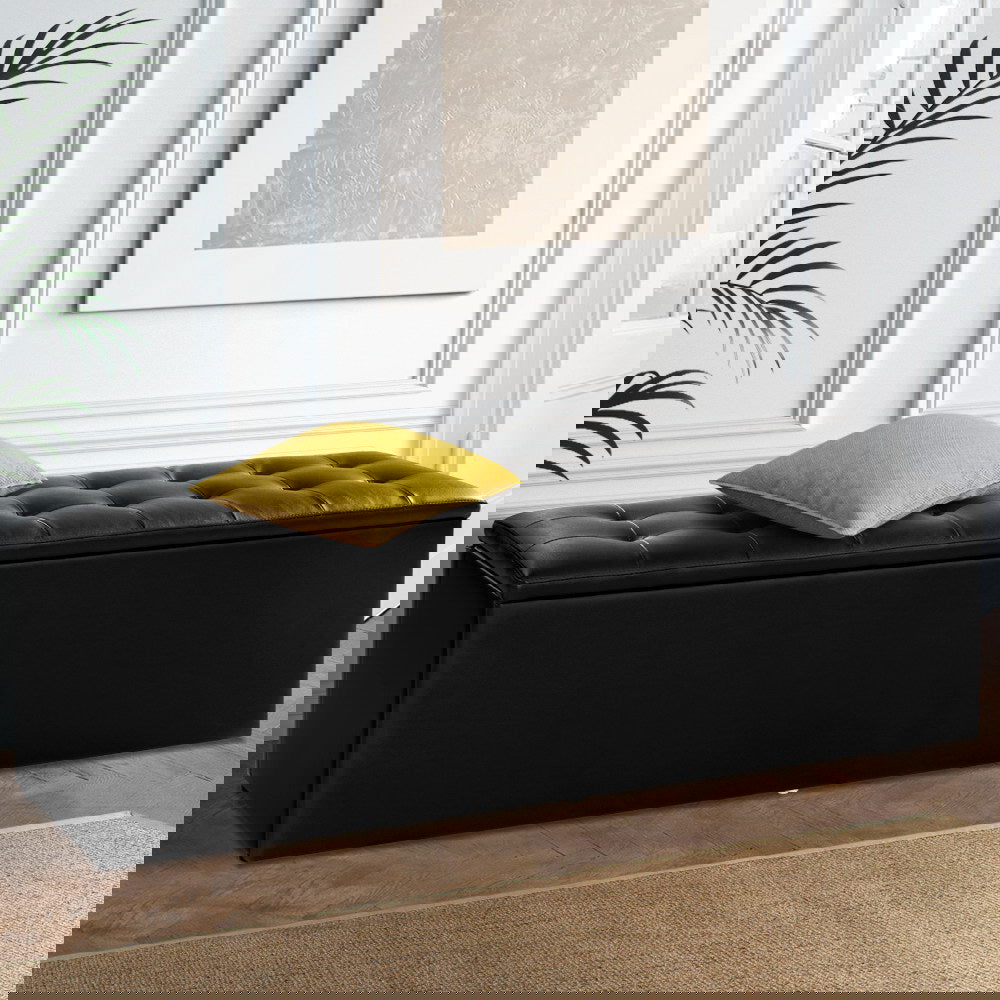 Artiss Ottoman Storage Box - Black LARGE 1.4m long - Shhh...
