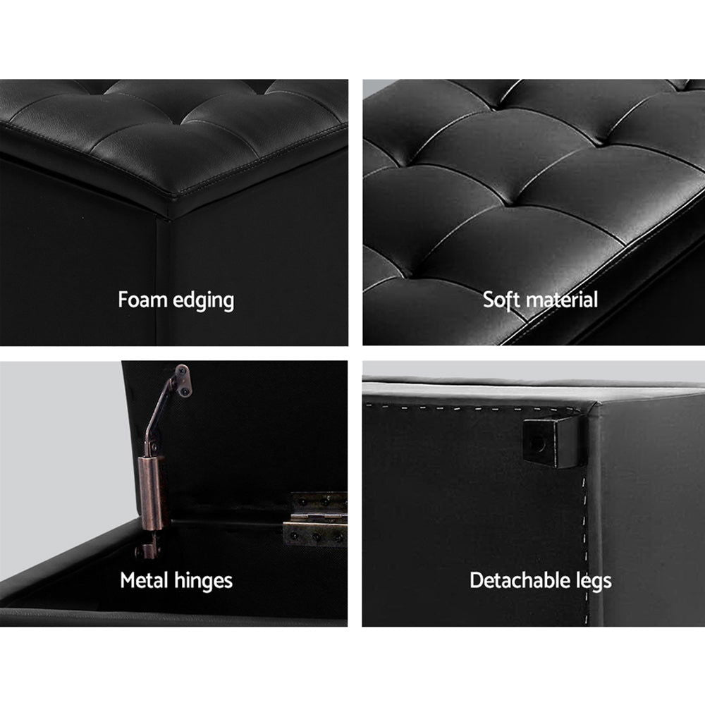 Artiss Ottoman Storage Box - Black MEDIUM 1m long - Shhh...
