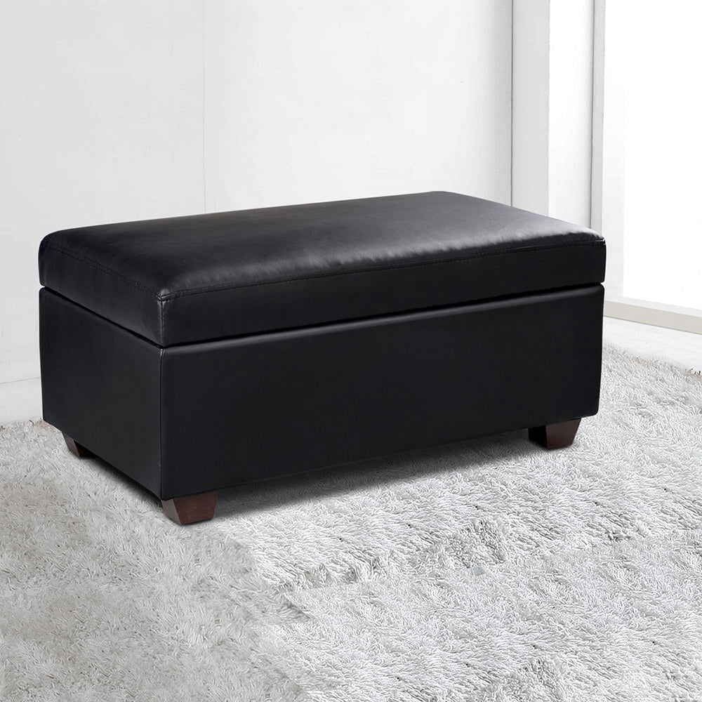 Artiss Ottoman Storage Box - Black SMALL 80cm long - Shhh...