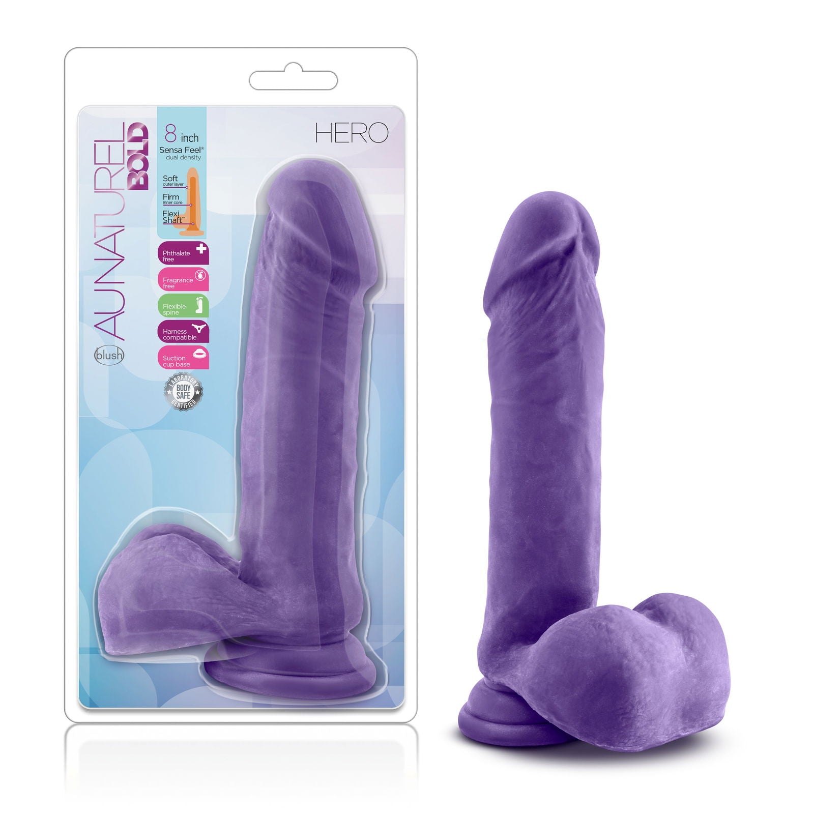 Au Naturel Bold Hero 8in Dildo Purple - Shhh...