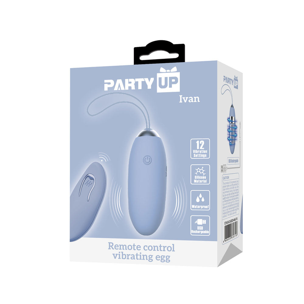 Party Up IVAN USB Vibrating Egg with Wireless Remote - PURPLE