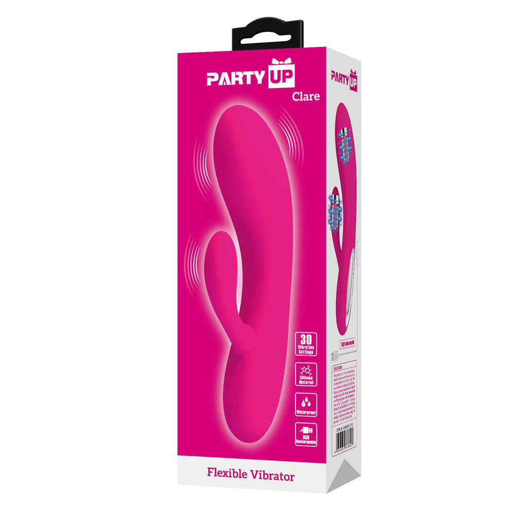 Party Up CLARE Flexible 16.9 cm USB Rechargeable Rabbit Vibrator