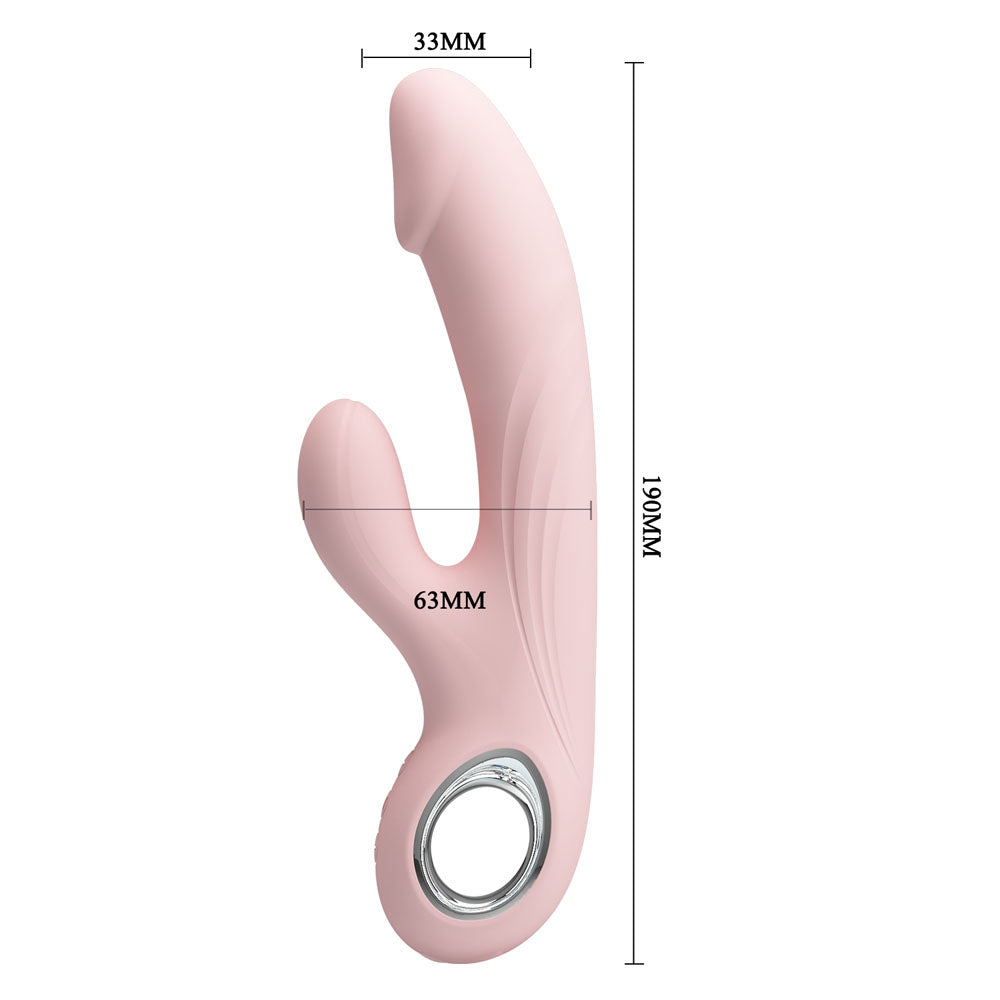 Party Up DAVE 19 cm USB Rechargeable Rabbit Vibrator - Pink