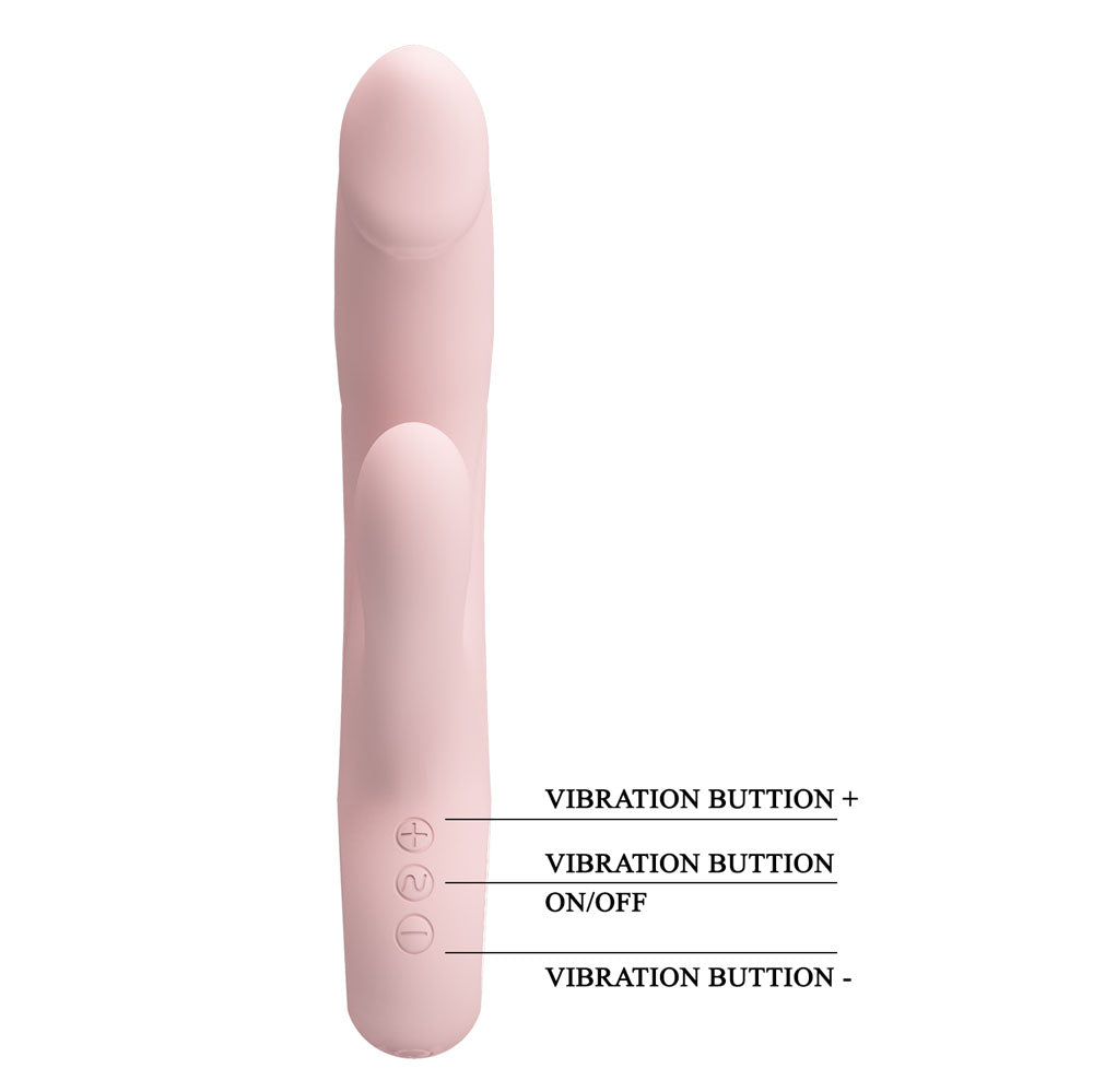 Party Up DAVE 19 cm USB Rechargeable Rabbit Vibrator - Pink