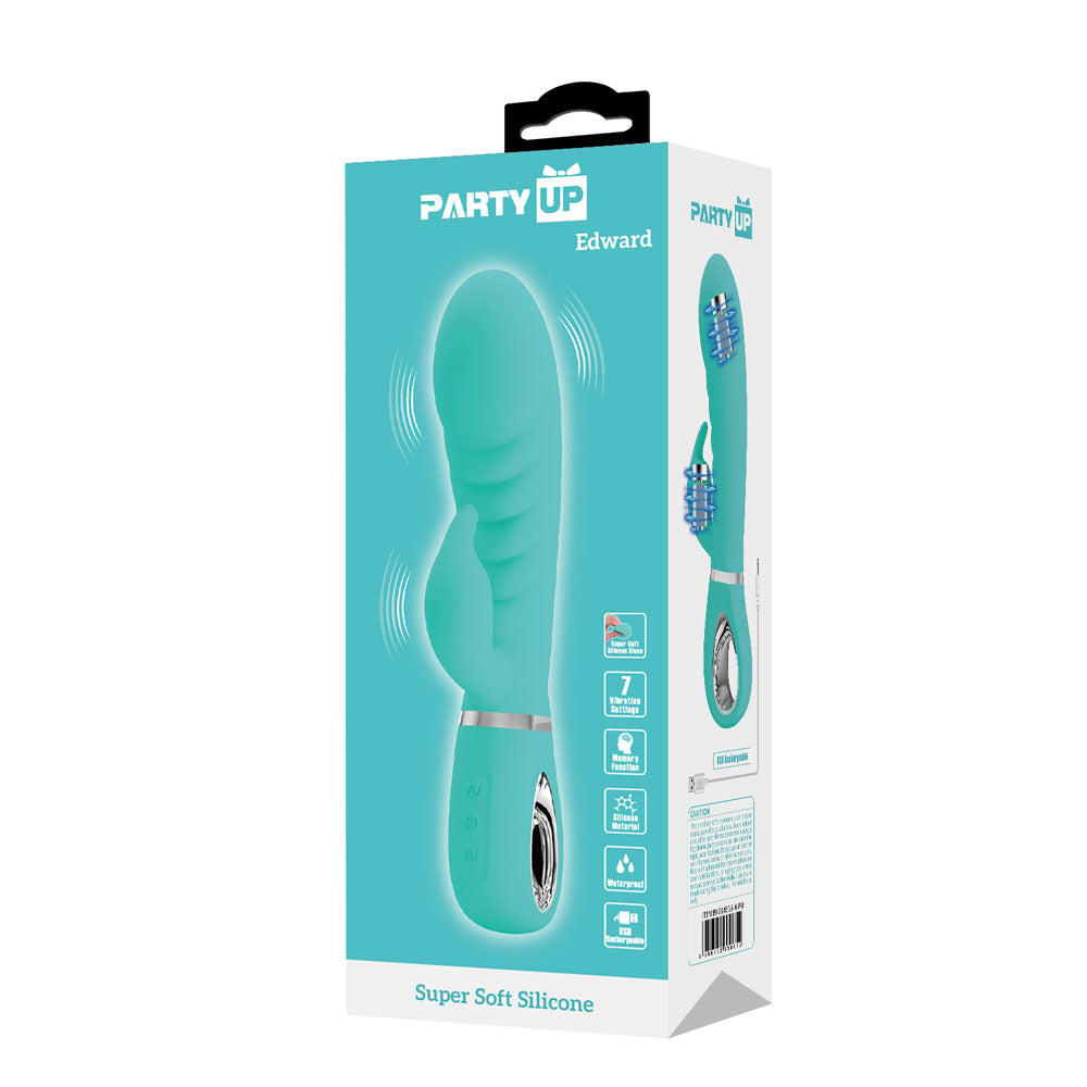 Party Up EDWARD Rabbit Vibrator 20 cm USB - Teal