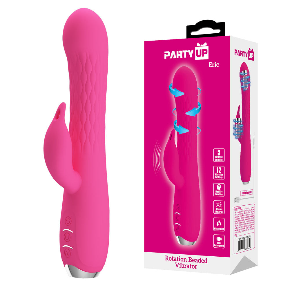 Party Up ERIC Rotating Beads Rabbit Vibrator 20.5 cm USB  - Pink