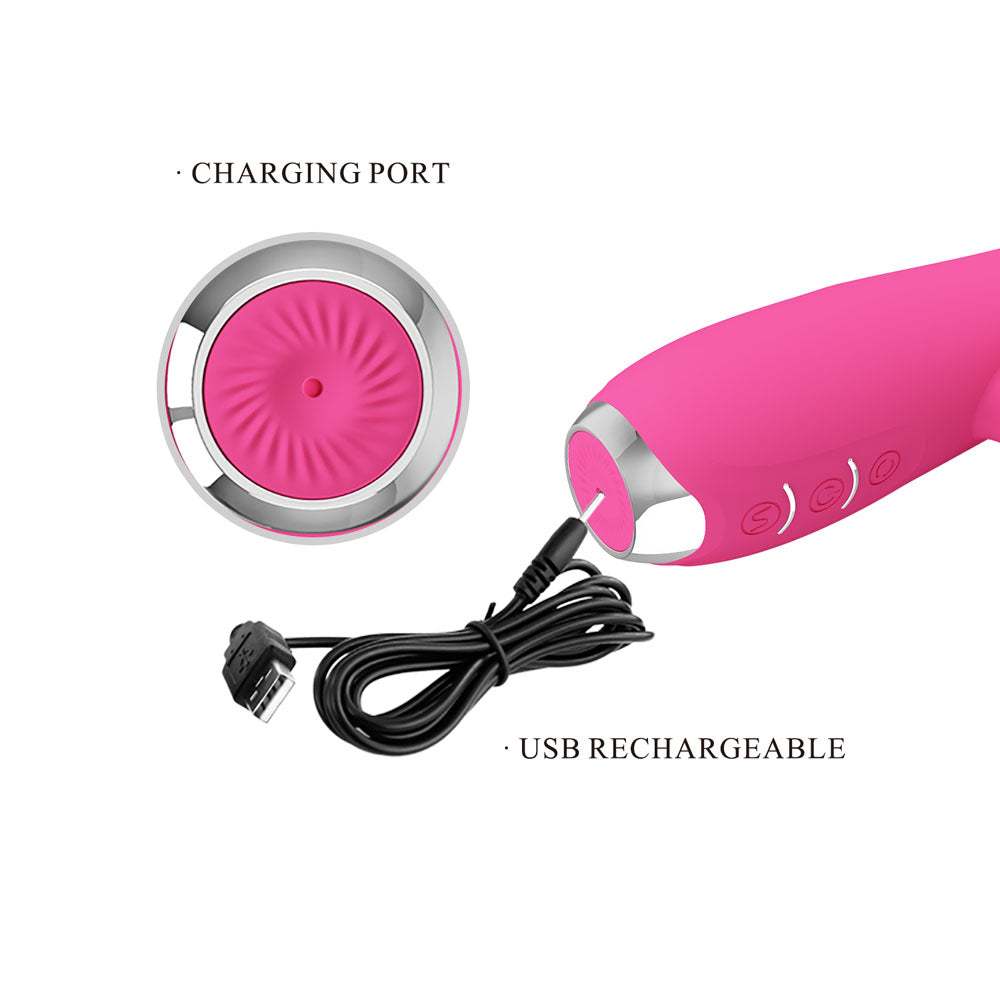 Party Up ERIC Rotating Beads Rabbit Vibrator 20.5 cm USB  - Pink