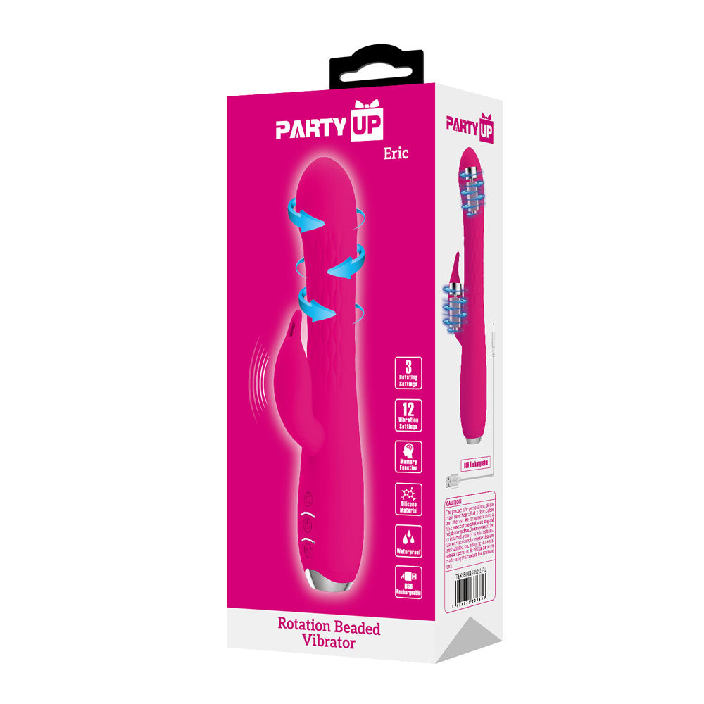 Party Up ERIC Rotating Beads Rabbit Vibrator 20.5 cm USB  - Pink