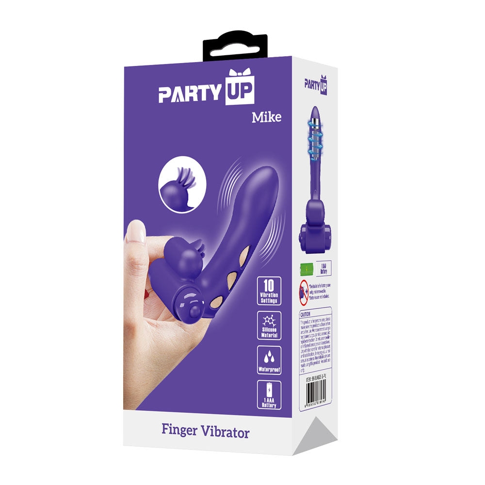 Party Up MIKE Vibrating Finger Vibrator - Purple
