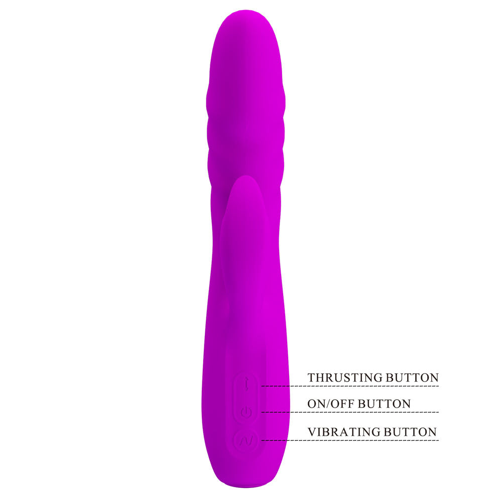 Party Up BOB 25 cm USB Thrusting Rabbit Vibrator - Purple
