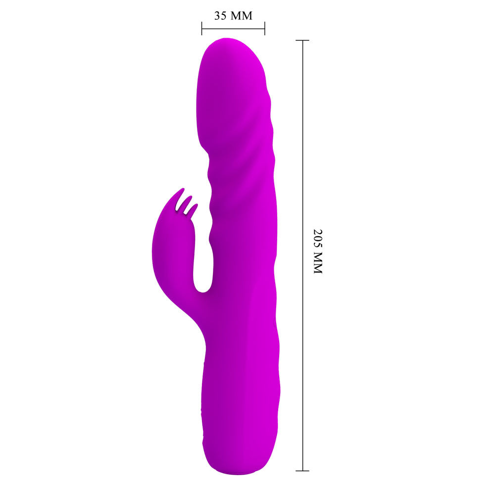 Party Up BOB 25 cm USB Thrusting Rabbit Vibrator - Purple