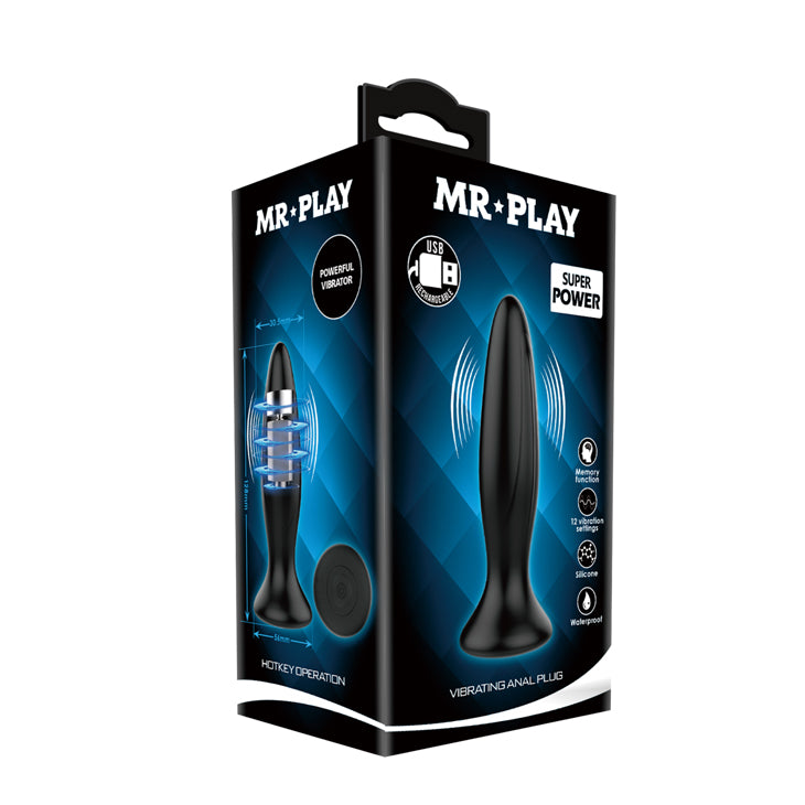 MR PLAY Vibrating Anal Plug -  12.8 cm USB Rechargeable Vibrating Butt Plug