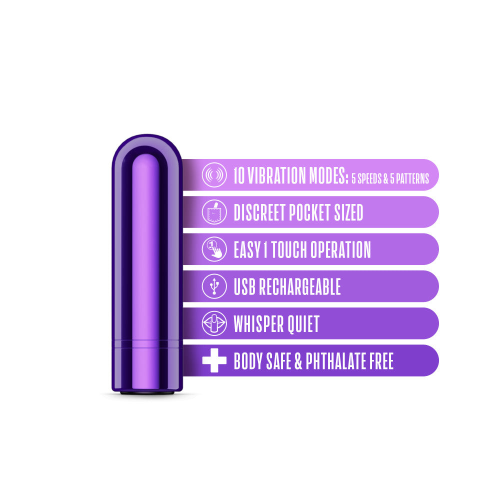 Kool Vibes - Rechargeable Mini Bullet - Grape -  6.4 cm USB Rechargeable Bullet
