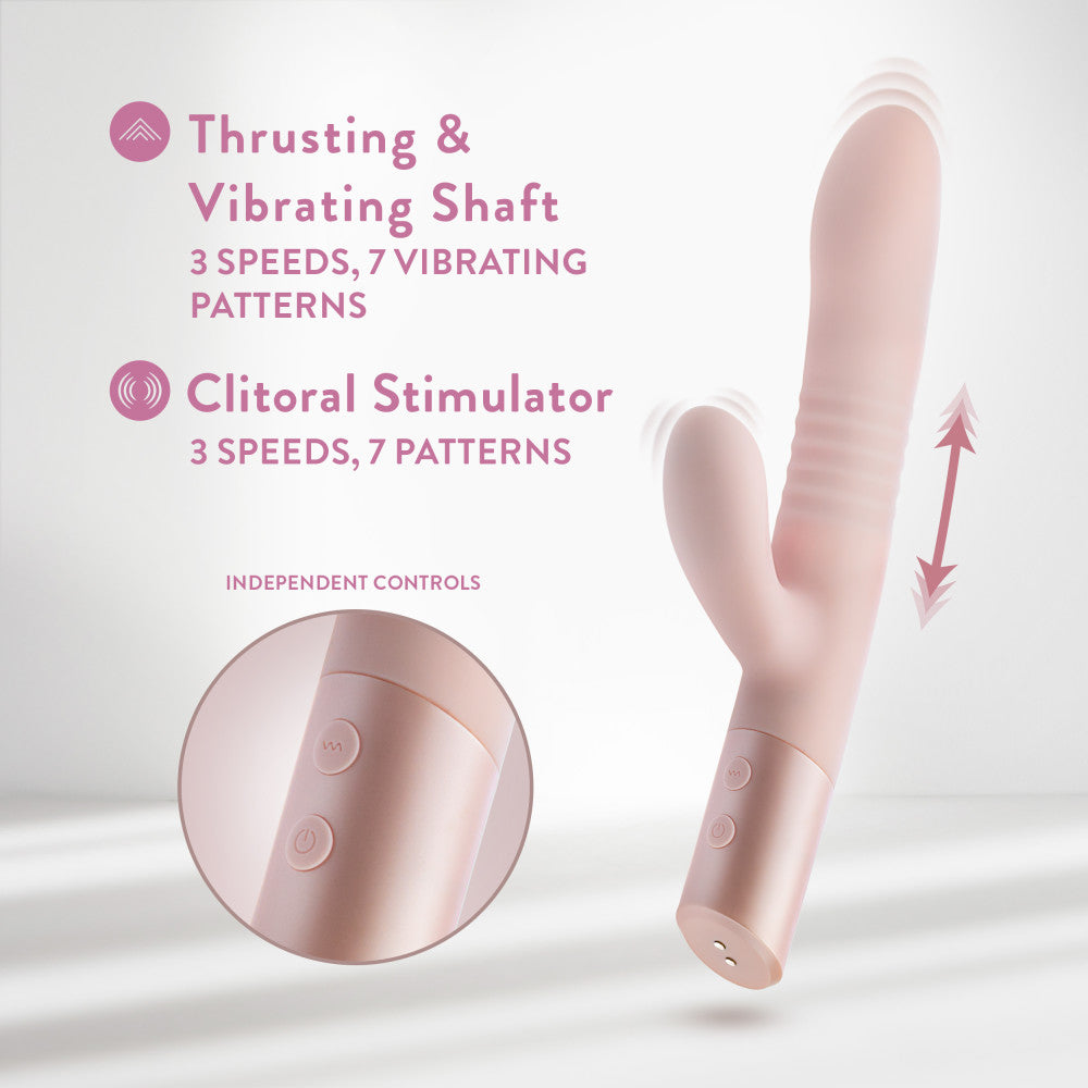 Blush - Fraya -  -  24.1 cm USB Rechargeable Thrusting Rabbit Vibrator