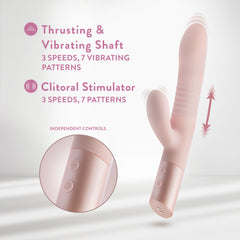 Blush - Fraya -  -  24.1 cm USB Rechargeable Thrusting Rabbit Vibrator