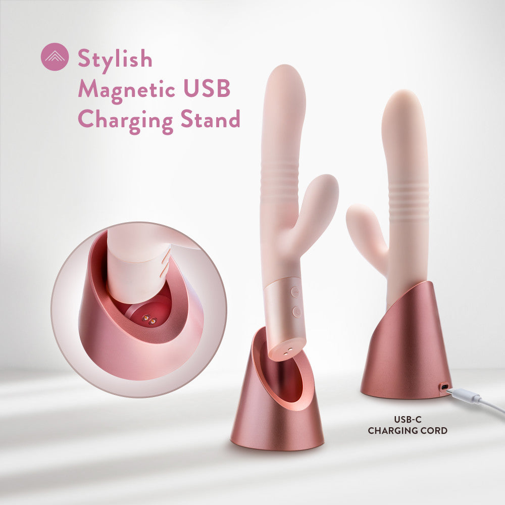 Blush - Fraya -  -  24.1 cm USB Rechargeable Thrusting Rabbit Vibrator