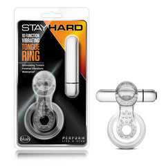 Stay Hard 10-Function Vibrating Tongue Cock & Ball Ring - Clear