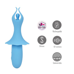 Maia SIENNA 15.2 cm USB Rechargeable Fluttering Bullet - BLUE