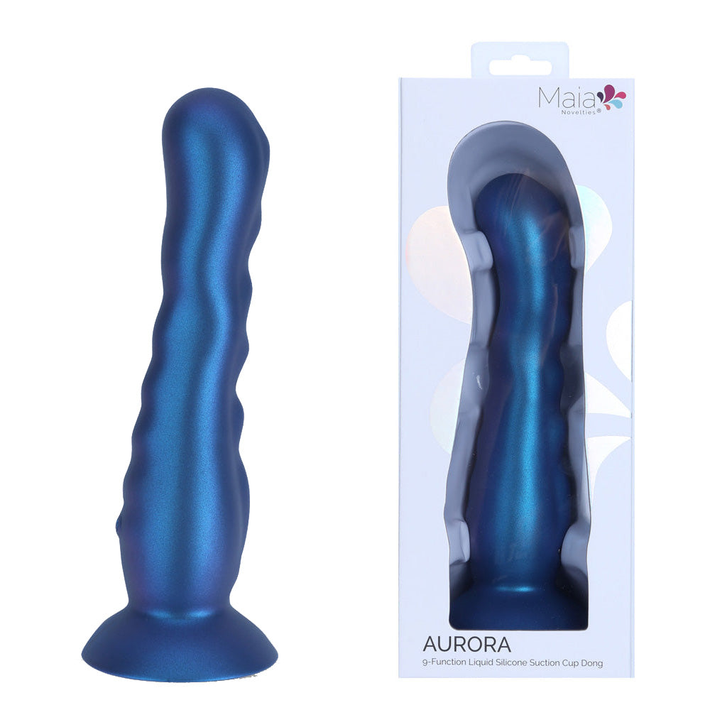 Maia AURORA - Metallic Blue 21.6 cm USB Rechargeable Vibrating Dildo