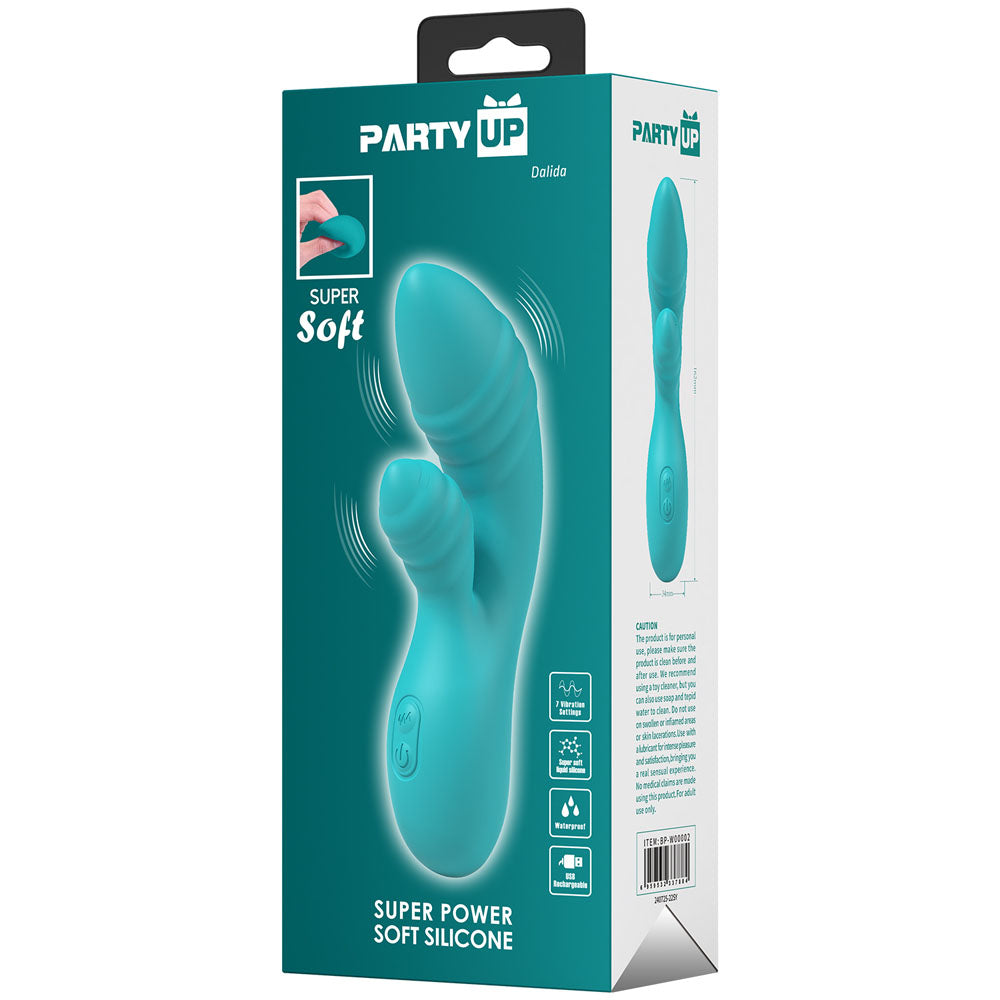 Party Up DALIDA 16.2 cm USB Rabbit Vibrator - Teal