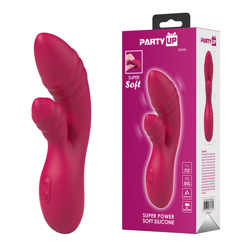 Party Up DALIDA 16.2 cm USB Rabbit Vibrator - Pink