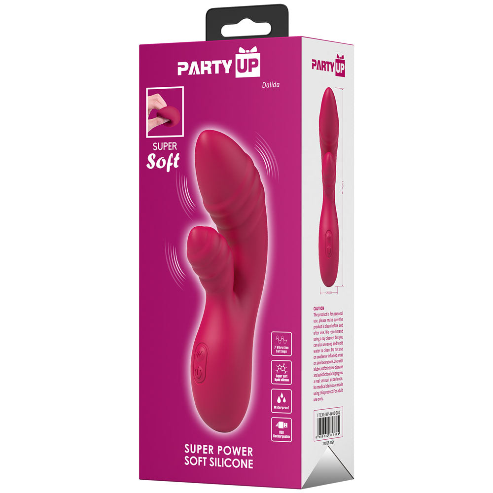 Party Up DALIDA 16.2 cm USB Rabbit Vibrator - Pink
