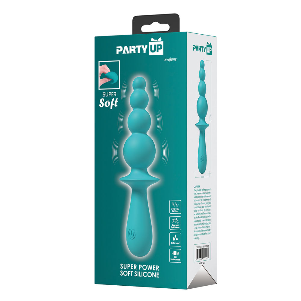 Party Up EVAJ ANE 17.1 cm USB Beaded Vibrator - Teal
