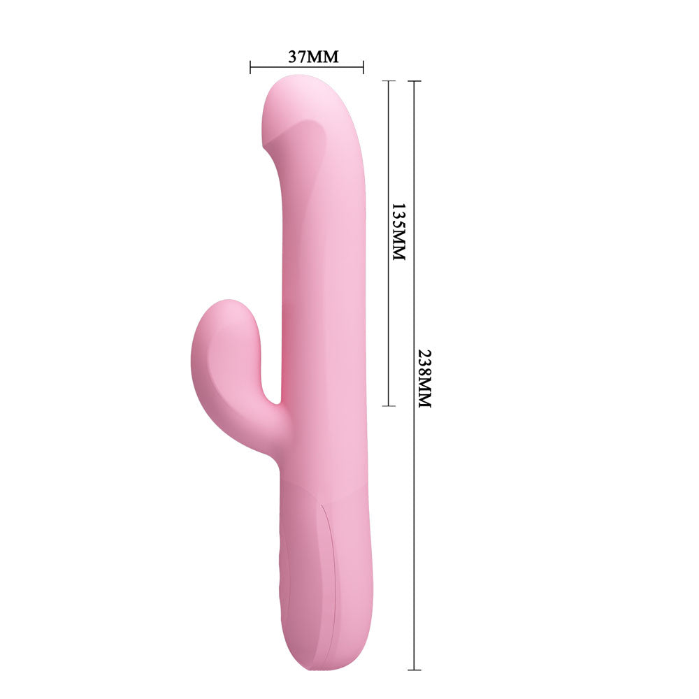 Party Up DEAN Wavy 23.8 cm Rotating Rabbit Vibrator - PINK