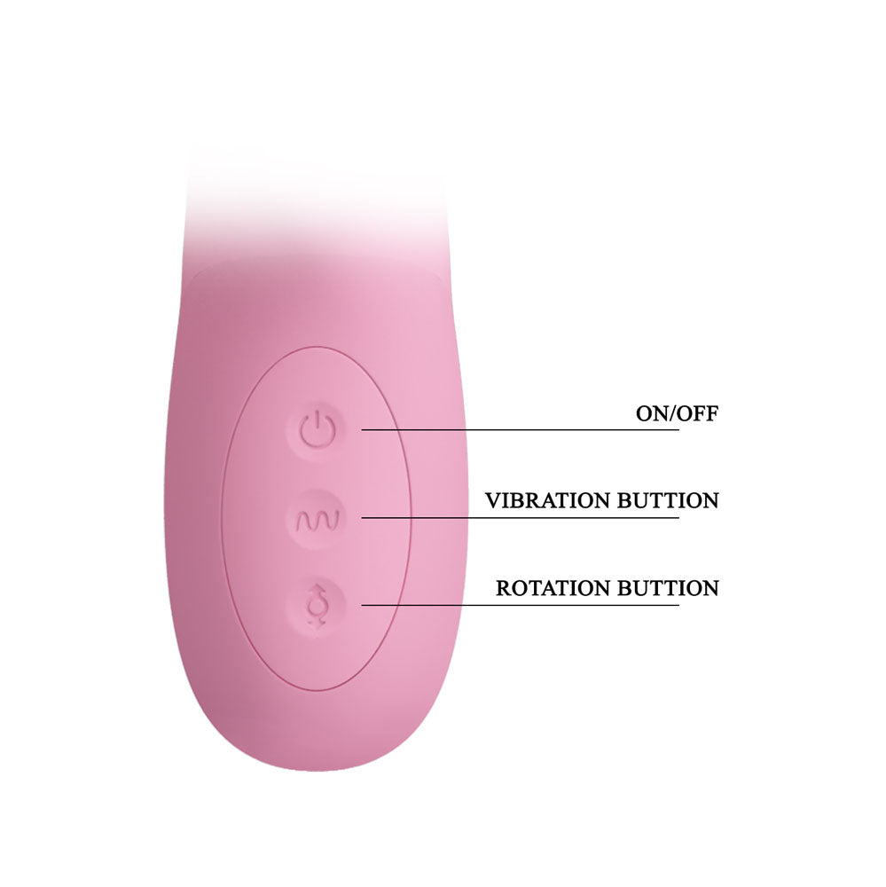 Party Up DEAN Wavy 23.8 cm Rotating Rabbit Vibrator - PINK