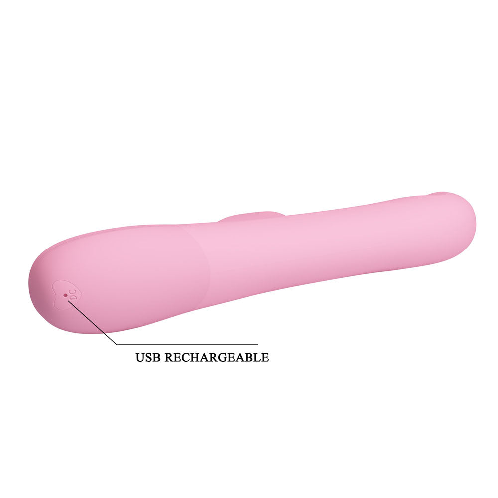 Party Up DEAN Wavy 23.8 cm Rotating Rabbit Vibrator - PINK