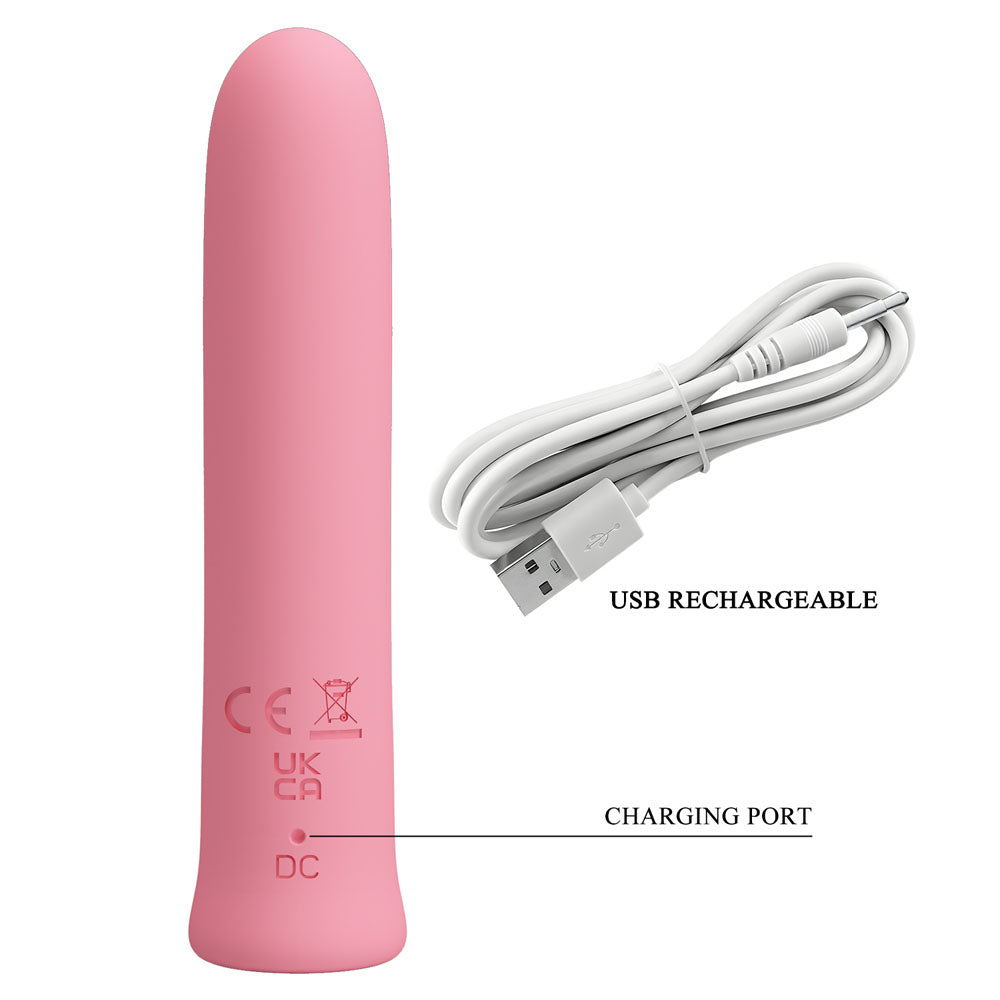 Party Up EDISON 10.3 cm USB Rechargeable Vibrating Bullet - Pink