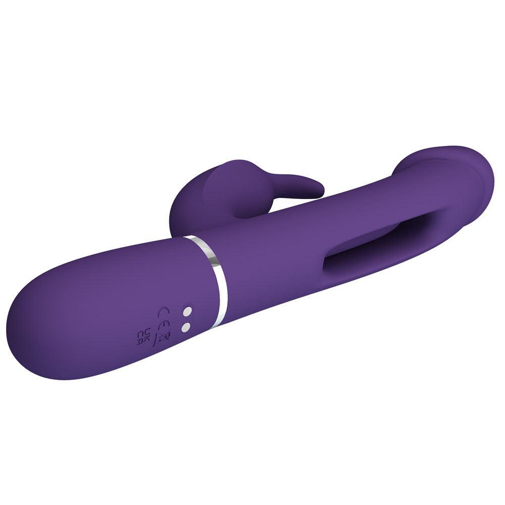Party Up DAVID 23.2 cm USB Rabbit Vibrator with Flicking Arm - PURPLE