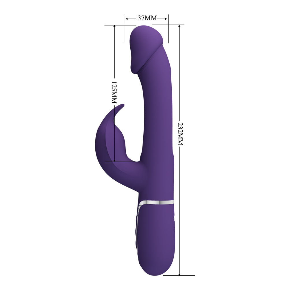 Party Up DAVID 23.2 cm USB Rabbit Vibrator with Flicking Arm - PURPLE