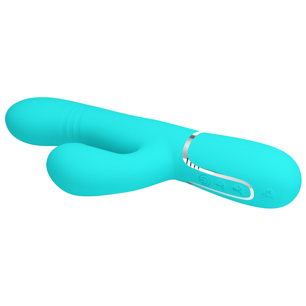 Party Up PAUL Rolling Beads Thrusting Rabbit Vibrator - TEAL