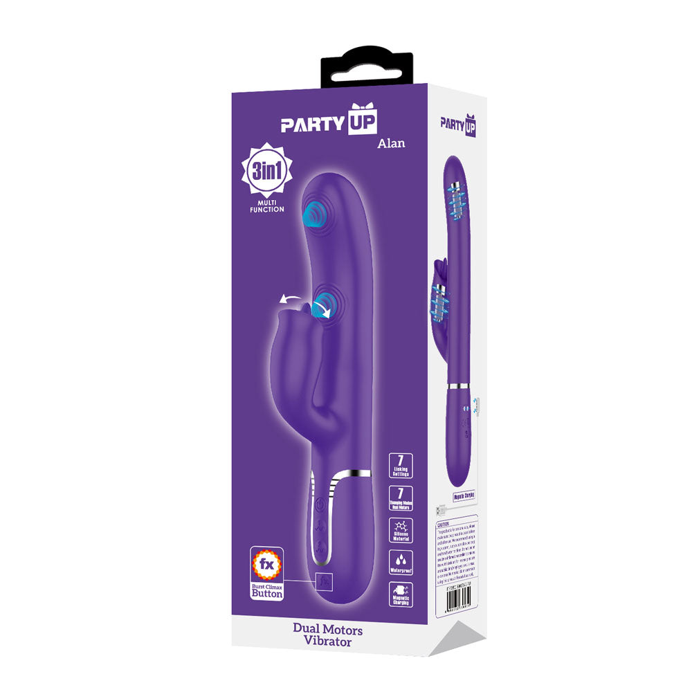 Party Up ALAN 22.8 cm Vibe with Clit Licking Stimulator and Thumping Shaft