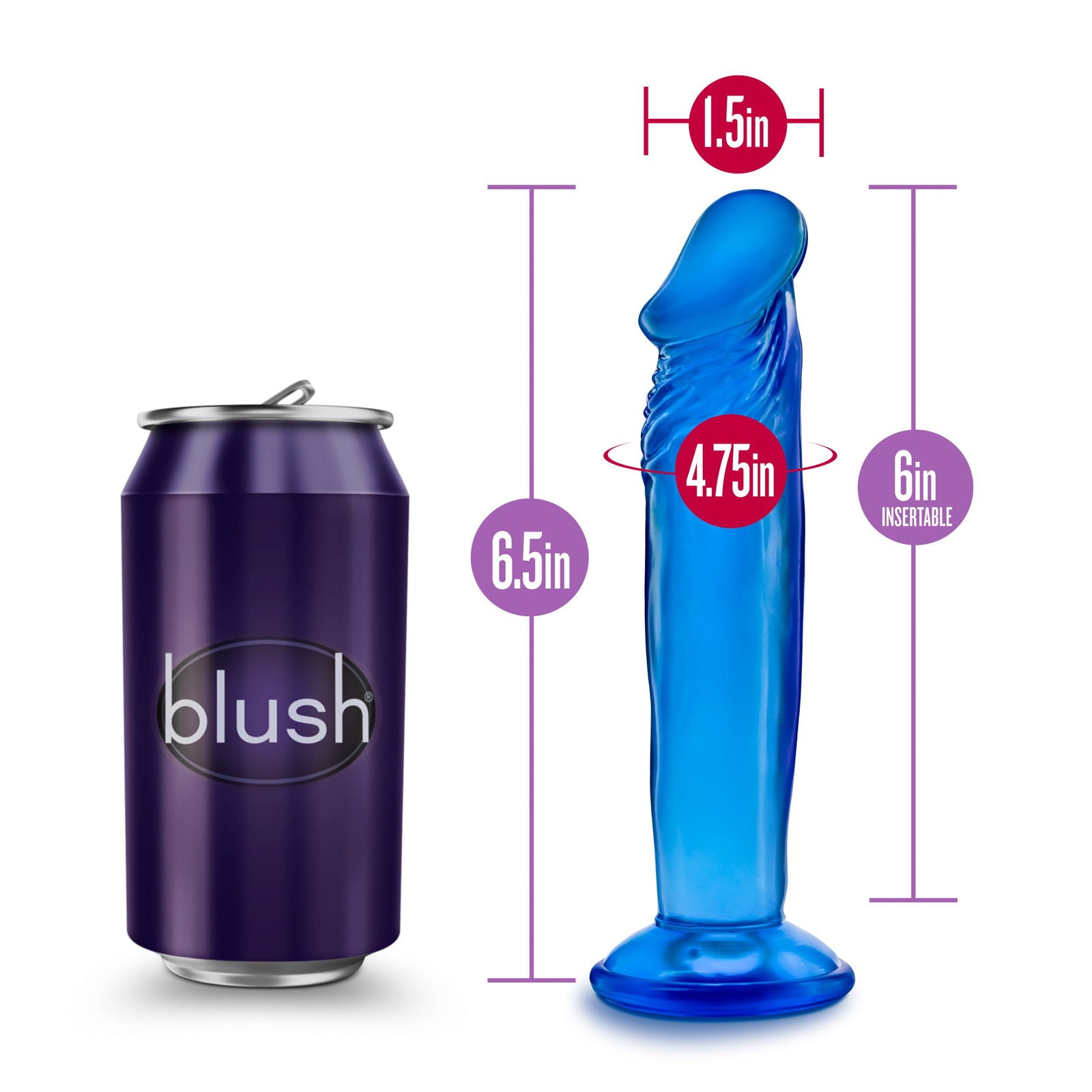 B Yours Sweet N Small 6in - Blue - Shhh...