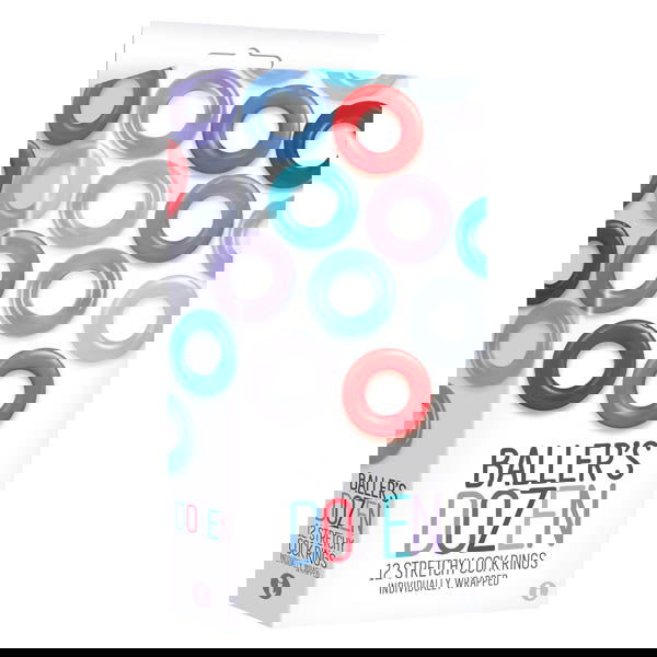 Baller's Dozen - Individually Wrapped Cock Rings - Pack of 12 - Shhh...