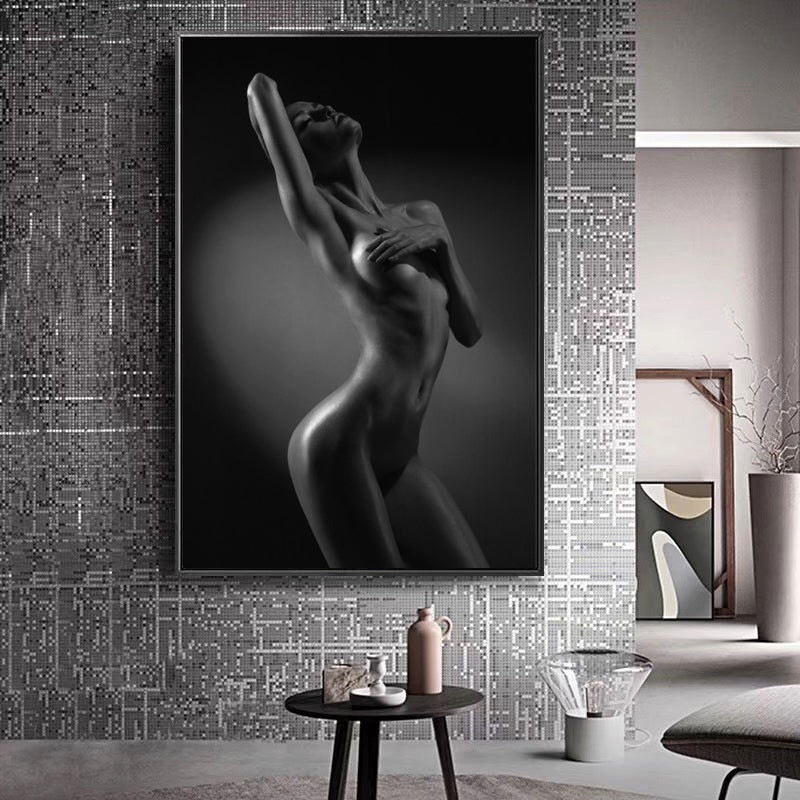 Beautiful slim woman shrouding breasts. Printed on quality art paper. - Shhh...
