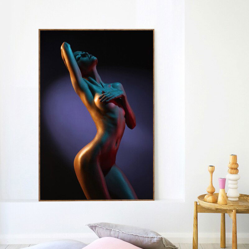 Beautiful slim woman shrouding breasts. Printed on quality art paper. - Shhh...
